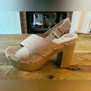 Vince Camuto Jenevya Slingback Platform Sandal~ Tan Suede~10